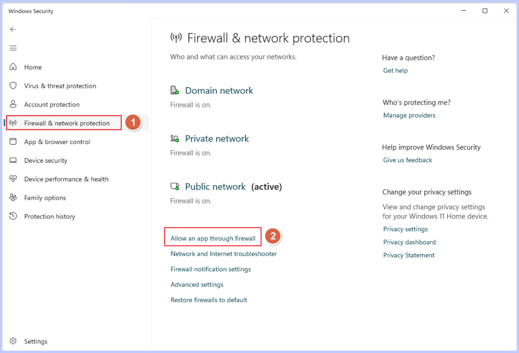 firewall 2 2 قرار دادن برنامه‌ها در لیست سفید در ویندوز 11/10 – روش‌ها و ابزارهای پیشنهادی اردیبهشت 1405 9